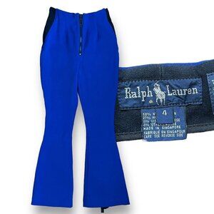Y2K Vintage 90s Polo 2000 Ralph Lauren Women Cobalt Blue Ski Pant Sz 4 Flare Leg